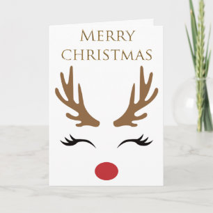 Niedliche Rentiere mit roter Nase Feiertagskarte