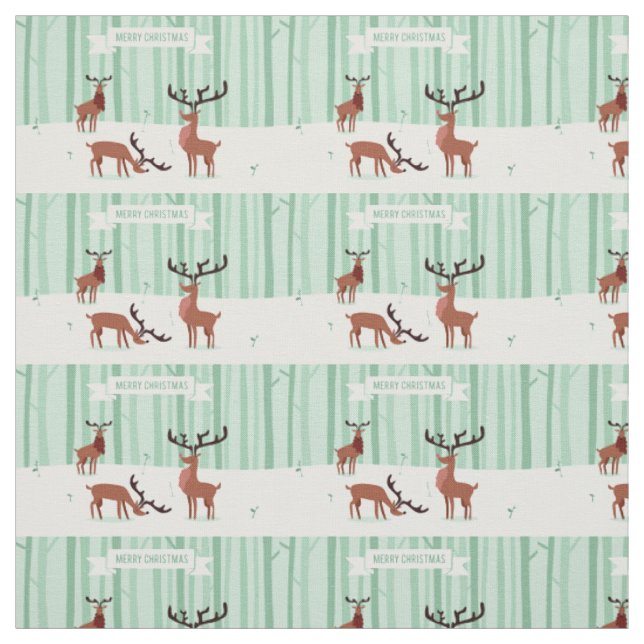 Niedliche Rentiere Weihnachtsstoffe Stoff (Muster)