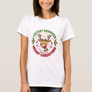 Niedliche Rentiere wünschen Ihnen ein frohes Weihn T-Shirt