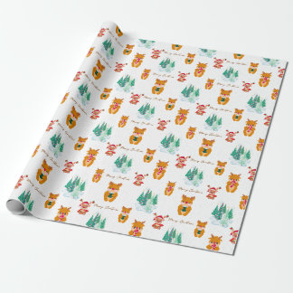 Niedliche Rentierfamilie Weihnachten Geschenkpapier