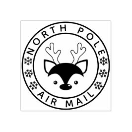 Niedliche Rentierfische und Schneeflocken Nordpol Gummistempel