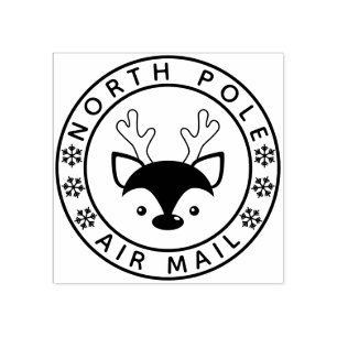 Niedliche Rentierfische und Schneeflocken Nordpol  Gummistempel