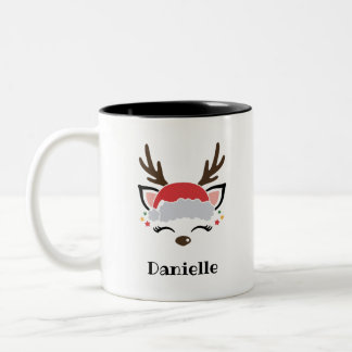 Niedliche Rentierfresser mit Personalisiertem Name Zweifarbige Tasse