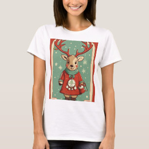 niedliche Rentierhaltung für fröhliche Weihnachten T-Shirt