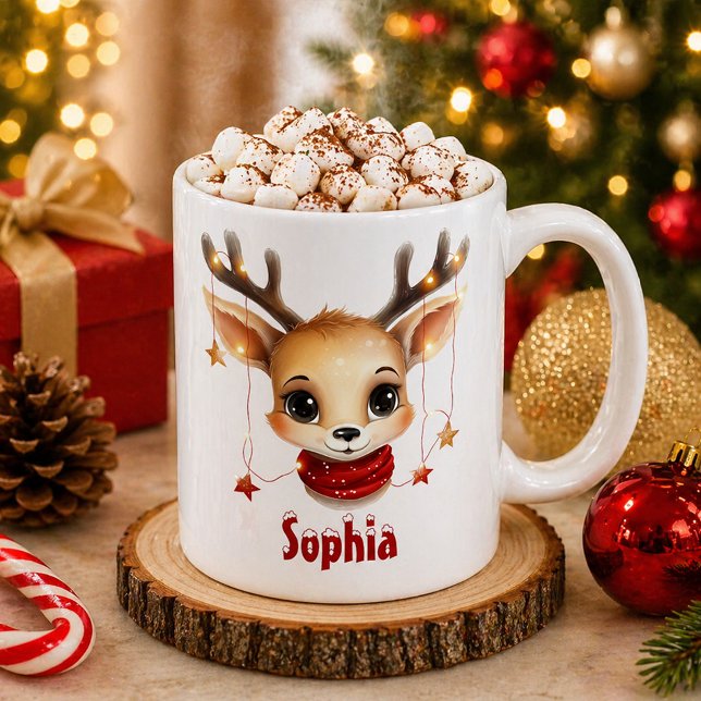 Niedliche Rentiermaske Kaffeetasse (Christmas Mug)