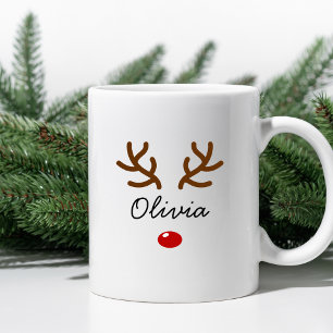 Niedliche Rentiernase und Antler Weihnachten Kaffeetasse