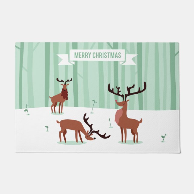 Niedliche Rentiers Weihnachtsmatten Fußmatte (Vorderseite)