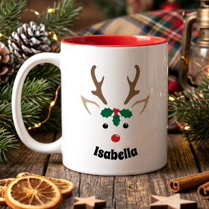 Niedliche Rentierwand Personalisierte Weihnachte Kaffeetasse