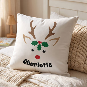 Niedliche Rentierwand Personalisierte Weihnachts Kissen