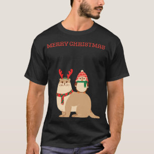 Niedliche Rentierzunge mit Pinguin T-Shirt