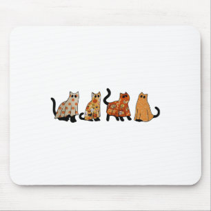 Niedliche Retro Black Cat Ghost Fall Halloween Cat Mousepad
