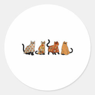 Niedliche Retro Black Cat Ghost Fall Halloween Cat Runder Aufkleber