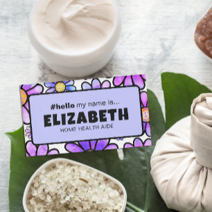 Niedliche Retro-Blume Hallo mein Name ist Krankens Namenschild