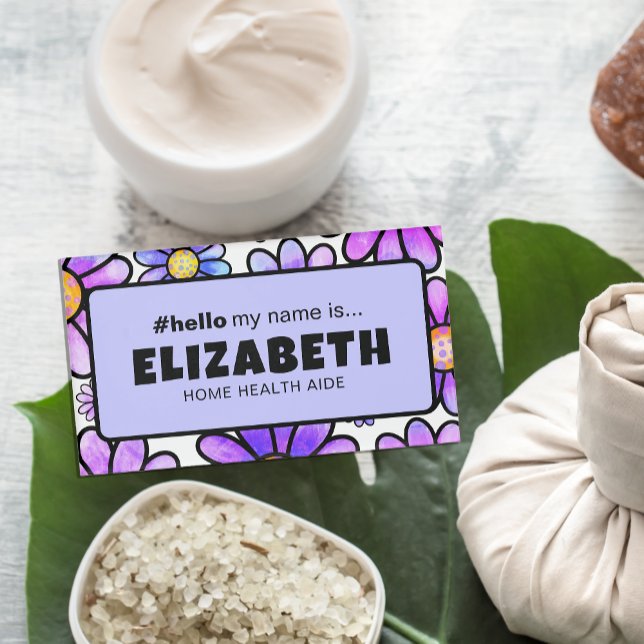 Niedliche Retro-Blume Hallo mein Name ist Krankens Namenschild (Von Creator hochgeladen)