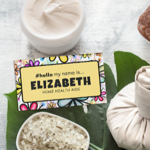 Niedliche Retro-Blume Hallo mein Name ist Krankens Namenschild