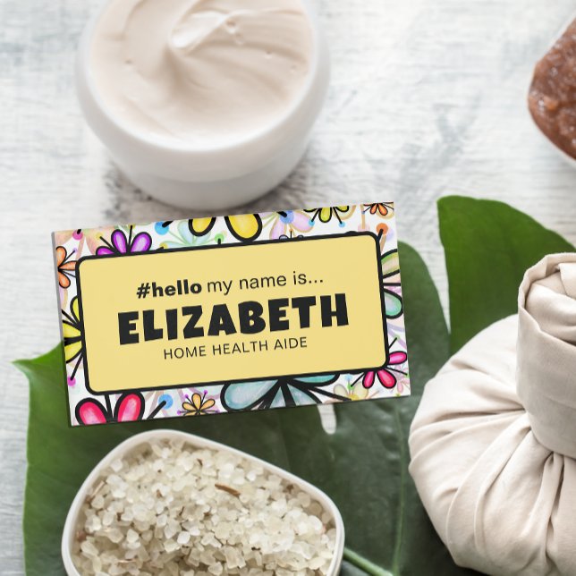 Niedliche Retro-Blume Hallo mein Name ist Krankens Namenschild (Von Creator hochgeladen)