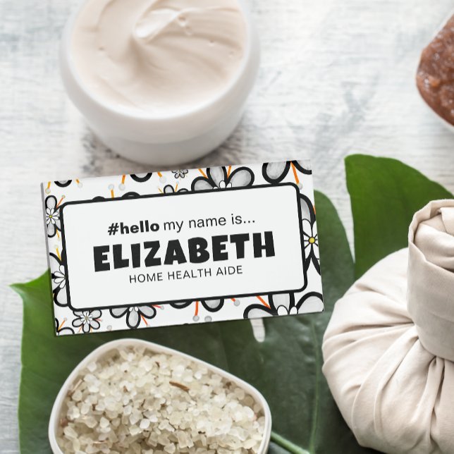 Niedliche Retro-Blume Hallo mein Name ist Krankens Namenschild (Von Creator hochgeladen)