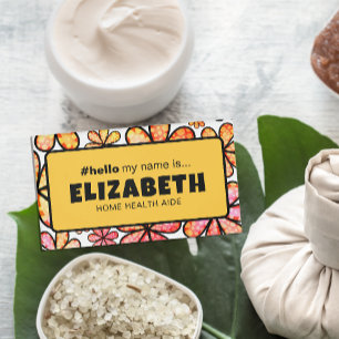 Niedliche Retro-Blume Hallo mein Name ist Krankens Namenschild