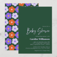 Niedliche Retro-Blume Lila Green Baby Dusche