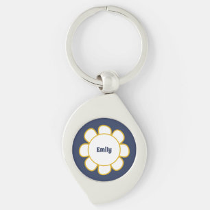 Niedliche Retro-Blume Personalisiert Schlüsselanhänger