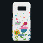 Niedliche Retro-Blume und -Vögel Case-Mate Samsung Galaxy S8 Hülle<br><div class="desc">Farbenfrohe Retrovögel und Blume Illustration. Optionales Monogramm.</div>