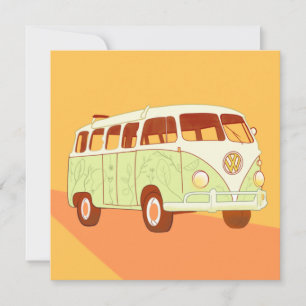 Niedliche Retro-Buskarte, Retro-Van-Karte, Vintage
