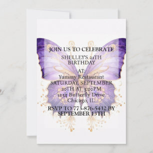 Niedliche Retro Butterfly Design Geburtstagsparty Einladung