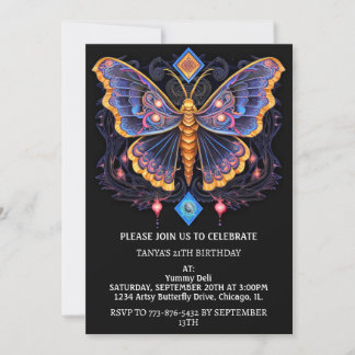 Niedliche Retro Butterfly Design Geburtstagsparty Einladung