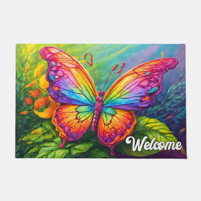 Niedliche Retro Butterfly Kunst Fußmatte (Vorderseite)