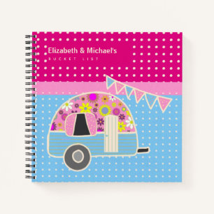 Niedliche Retro Campervan BUCKET LIST Paare nach M Notizbuch