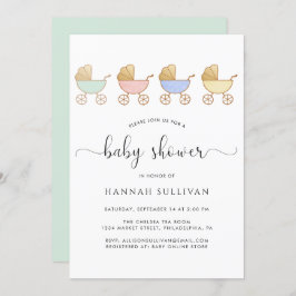 Niedliche Retro-Carriages Minimale Babydusche Einladung