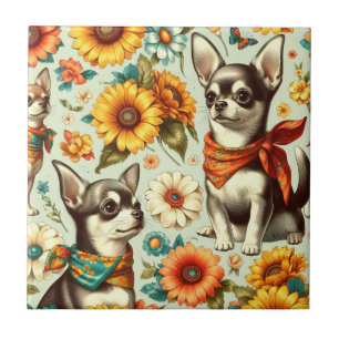 Niedliche Retro Chihuahua Illustration Fliese