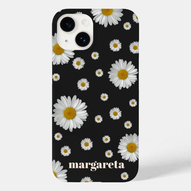 Niedliche Retro Daisy-Blume mit dem Namen Black Case-Mate iPhone Hülle (Rückseite)