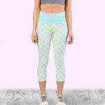 Niedliche Retro-Diäten zu Aquamarinen Workout-Legg Capri Leggings<br><div class="desc">Diese niedlichen Retro-Blume gemusterte Capri-Leggings sind ein lustiges Muster,  das sich hervorragend für Yoga-Kurse oder einfach nur zum Liegestuhl eignet. Mit einem handgezeichneten Retrostil auf aquamarinem Hintergrund.</div>