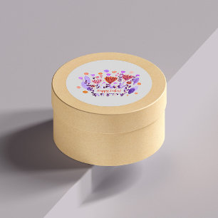 Niedliche Retro-Doodle-Blume Osteraufkleber Runder Aufkleber