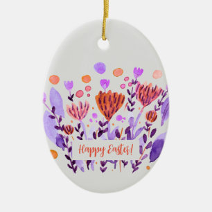 Niedliche Retro-Doodle-Blume Ostern Keramik Ornament