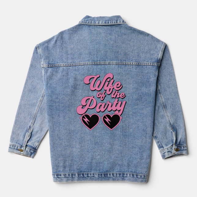 Niedliche Retro-Ehefrau des Party Bachelorette Jeansjacke (Rückseite)