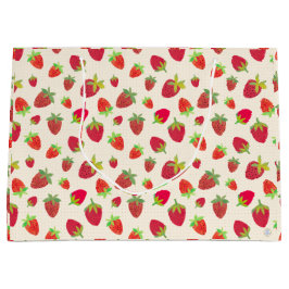 Niedliche Retro-Erdbeerverpackung HandIllustriert Große Geschenktüte