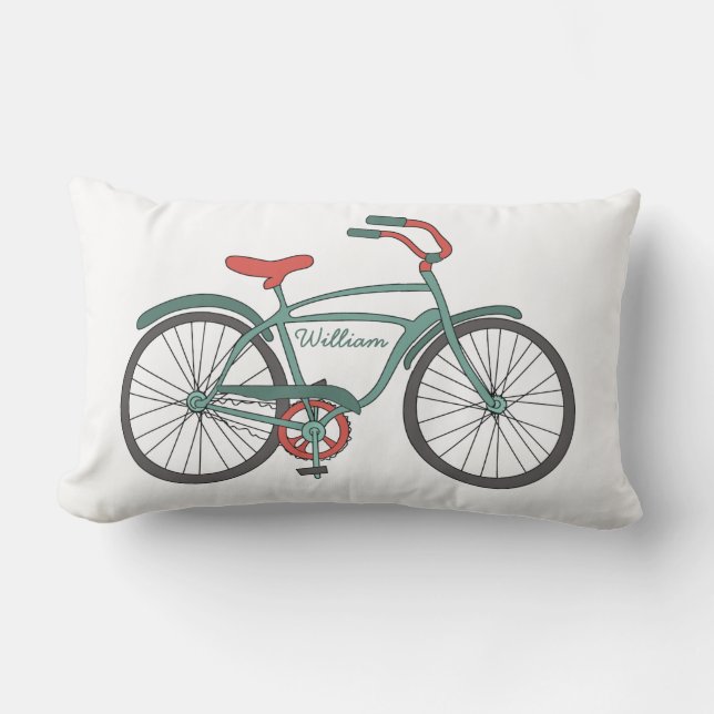 Niedliche Retro Fahrräder mit personalisierten Lendenkissen (Vorderseite)