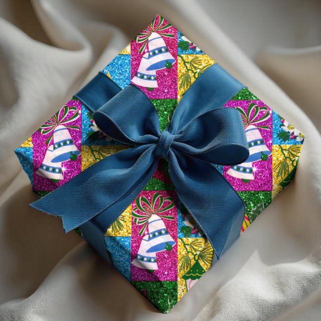 Niedliche Retro farbenfrohe Collage Ferien farbenf Geschenkpapier (Von Creator hochgeladen)