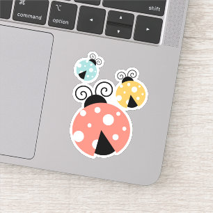 Niedliche Retro-farbige Ladybugs-Illustration Aufkleber