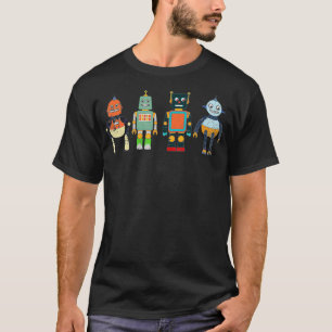 Niedliche Retro-farbige Roboterspielzeuge gestört T-Shirt