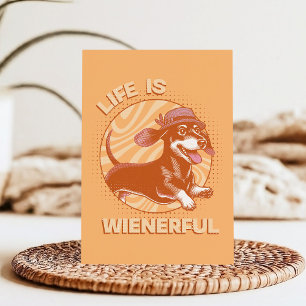 Niedliche Retro Fedora Dackel "Life is Wienerful" Postkarte