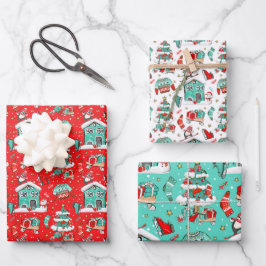 Niedliche Retro Geschenkpapier Set