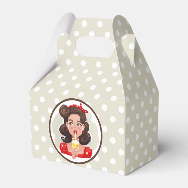 Niedliche Retro Girl Cocktail Gefallen Box Geschenkschachtel (Vorderseite)