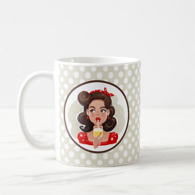 Niedliche Retro Girl Cocktail Tasse (Links)