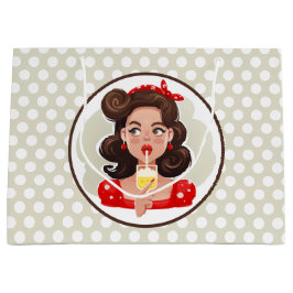 Niedliche Retro Girl-Cocktailtasche Große Geschenktüte