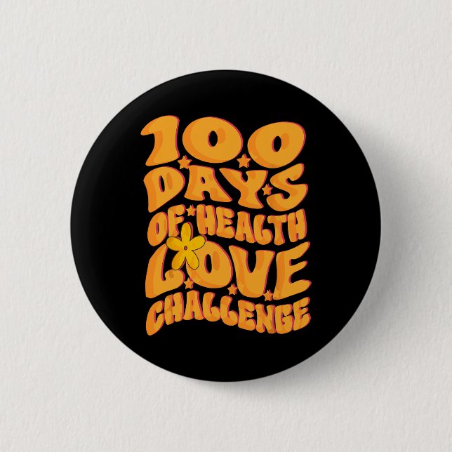 Niedliche Retro Groovy 100 Tage der Liebe Challeng Button (Vorderseite)