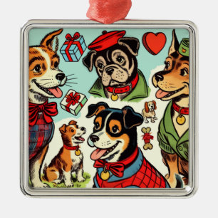 Niedliche Retro Hunde Comicen Ornament Aus Metall