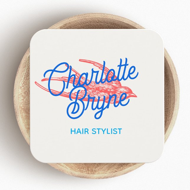 Niedliche Retro Hütte Stilliste Schlucken Platz Quadratische Visitenkarte (Von Creator hochgeladen)